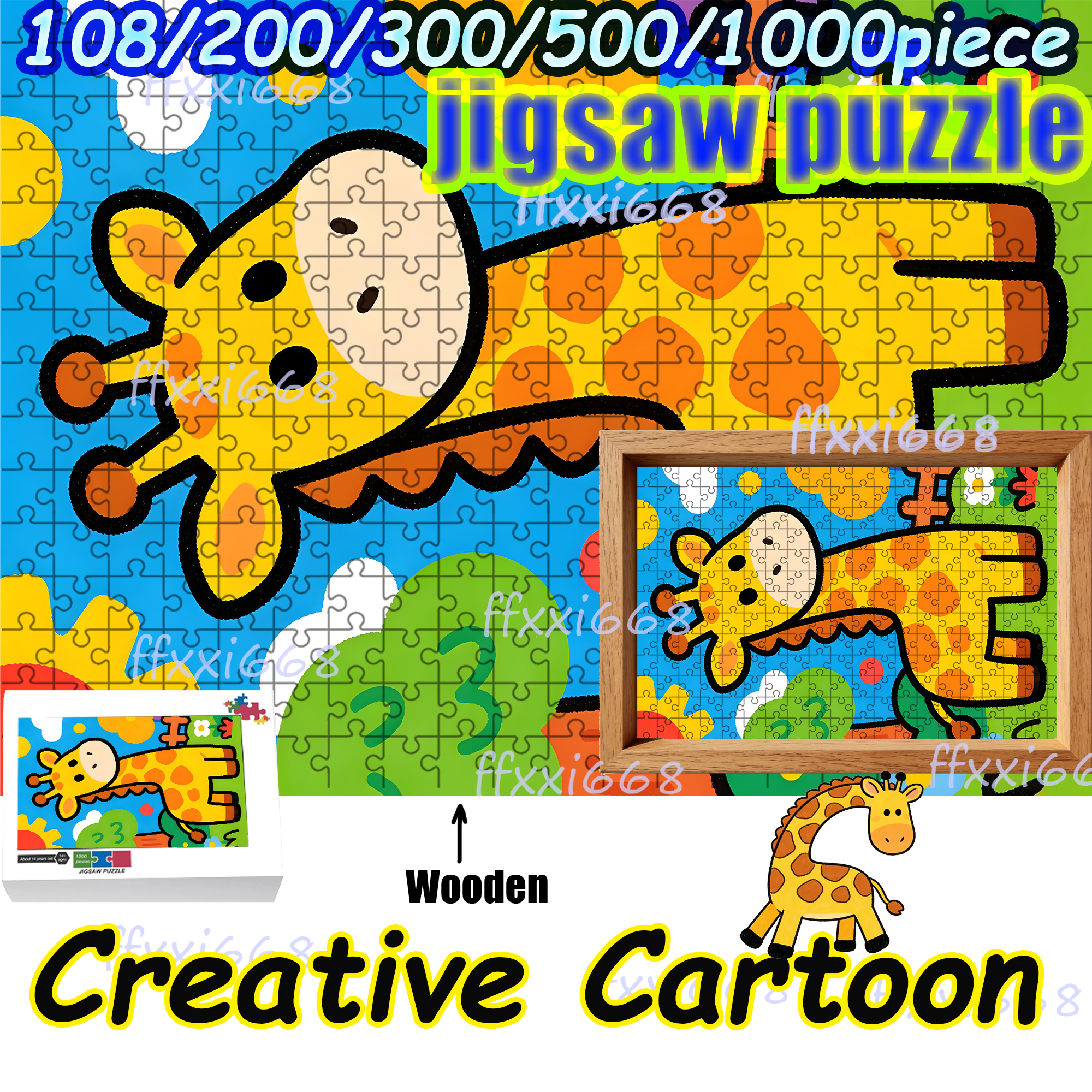 Board Game Fun - Creative Cartoon Giraffe Jigsaw Puzzle 108/200/300/500