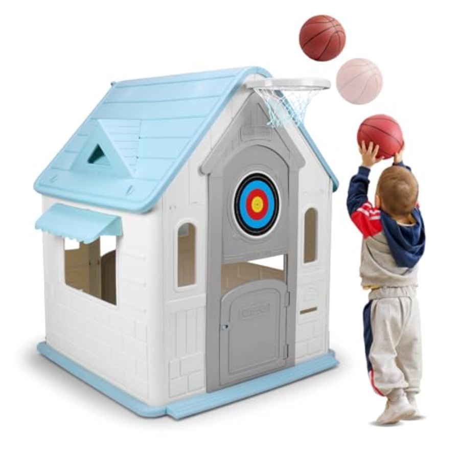 Board Game Roleplay - Playhouse with Basketball Hoop Dart Board,
