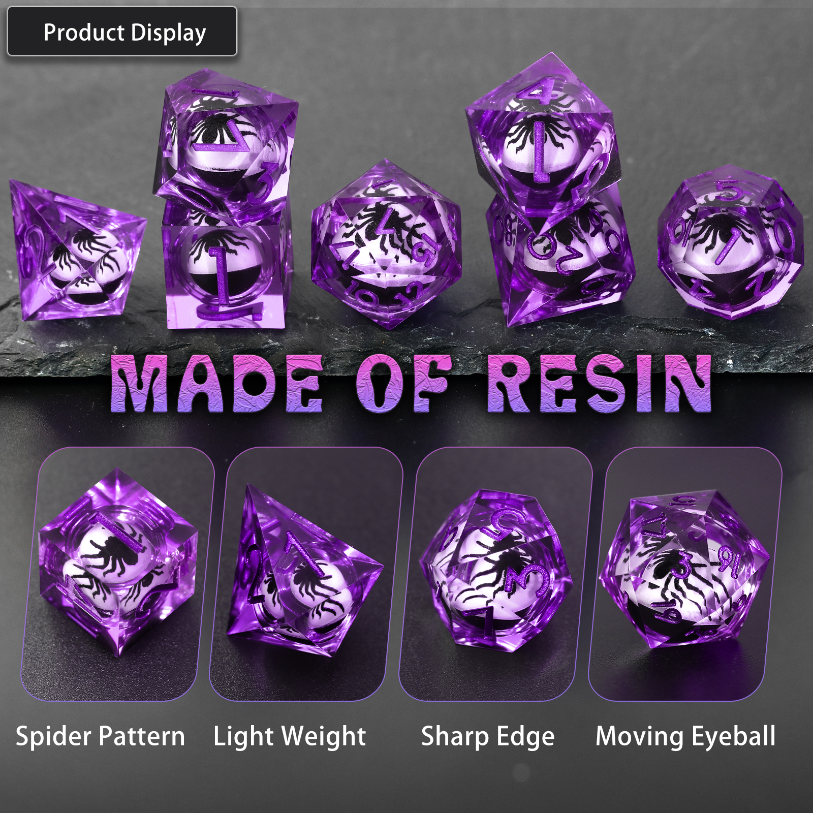 Resin DND Dice Set Spider Dice - Board Game Roleplay 리뷰 및 가격