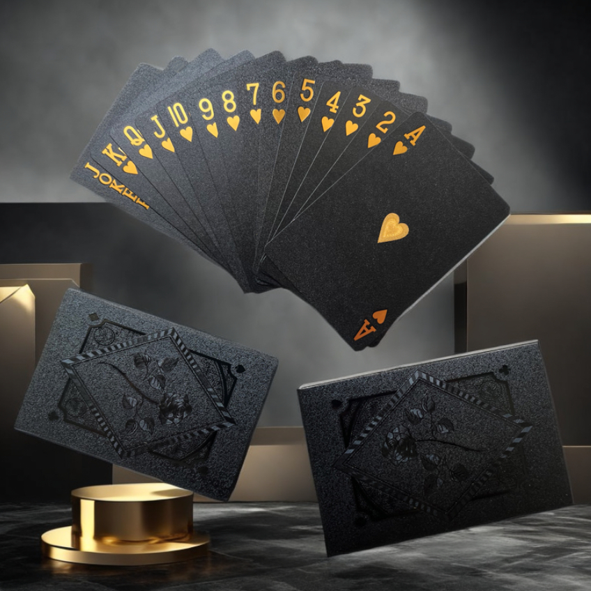 Color Black Gold Playing Card  - Board Game With Chips 리뷰 및 가격